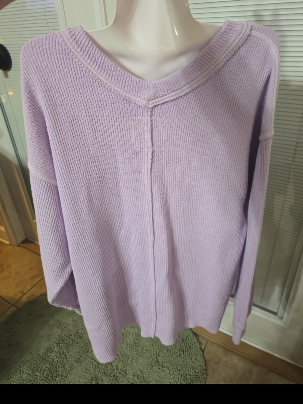 Aerie Wonder Textured V-Neck Sweatshirt oversized S-M - Picture 5 of 6